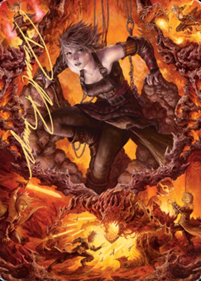 Nahiri, Heir of the Ancients 2 Art Card (Gold-Stamped Signature) [Zendikar Rising Art Series] - Destination Retro
