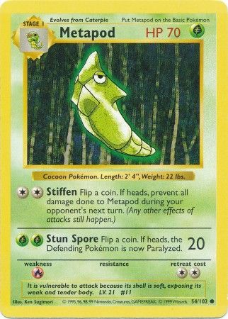Metapod (54/102) [Base Set Shadowless Unlimited] - Destination Retro