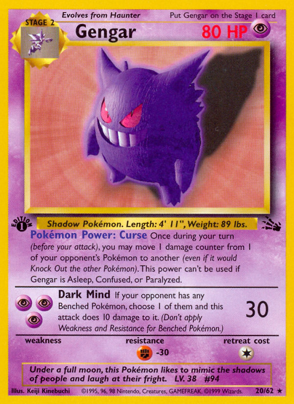 Gengar (20/62) [Fossil 1st Edition] - Destination Retro