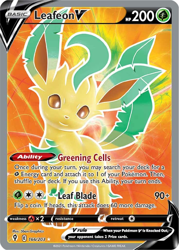 Leafeon V (166/203) [Sword & Shield: Evolving Skies] - Destination Retro