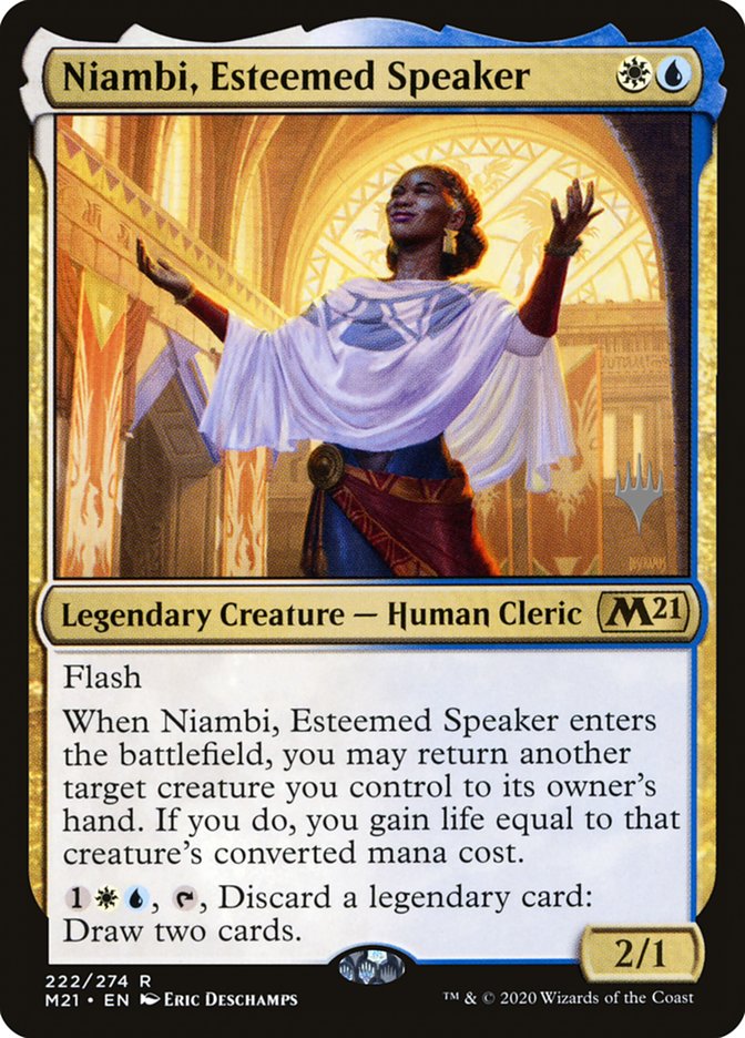 Niambi, Esteemed Speaker (Promo Pack) [Core Set 2021 Promos] - Destination Retro
