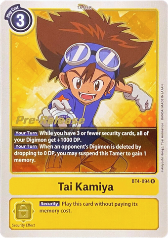 Tai Kamiya [BT4-094] [Great Legend Pre-Release Promos] - Destination Retro