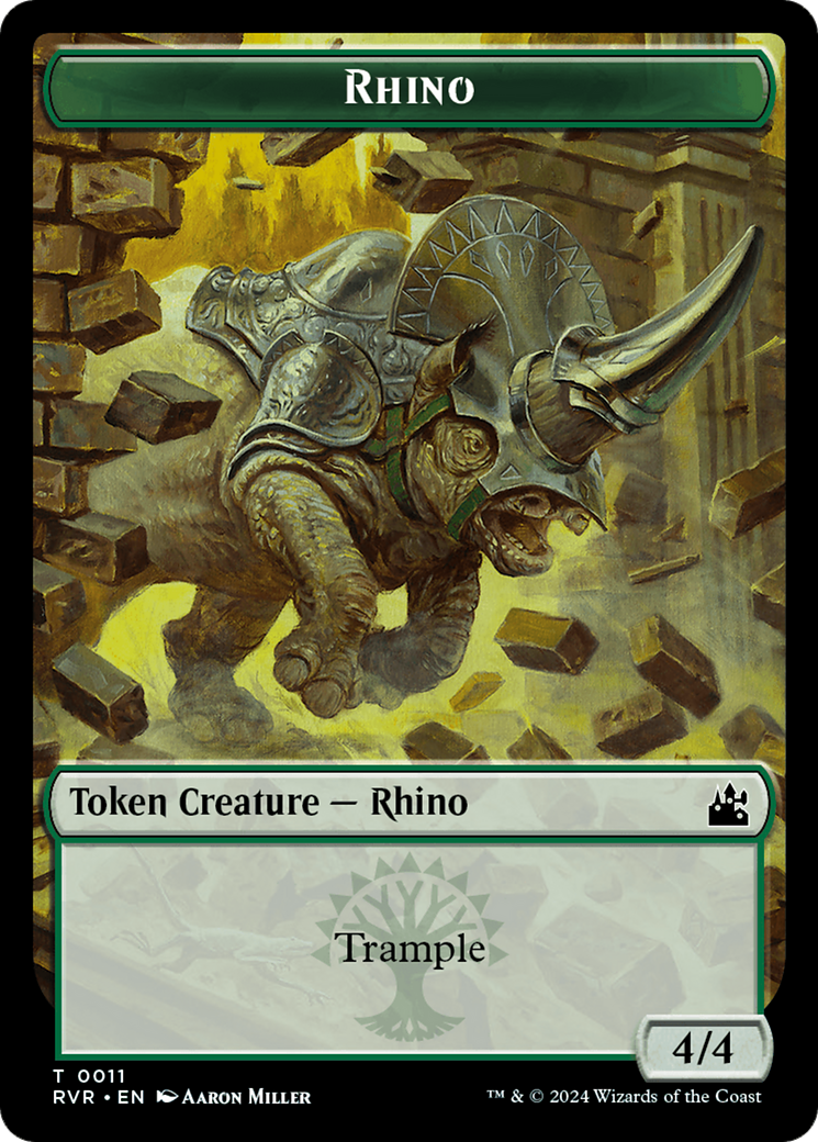 Elf Knight // Rhino Double-Sided Token [Ravnica Remastered Tokens] - Destination Retro