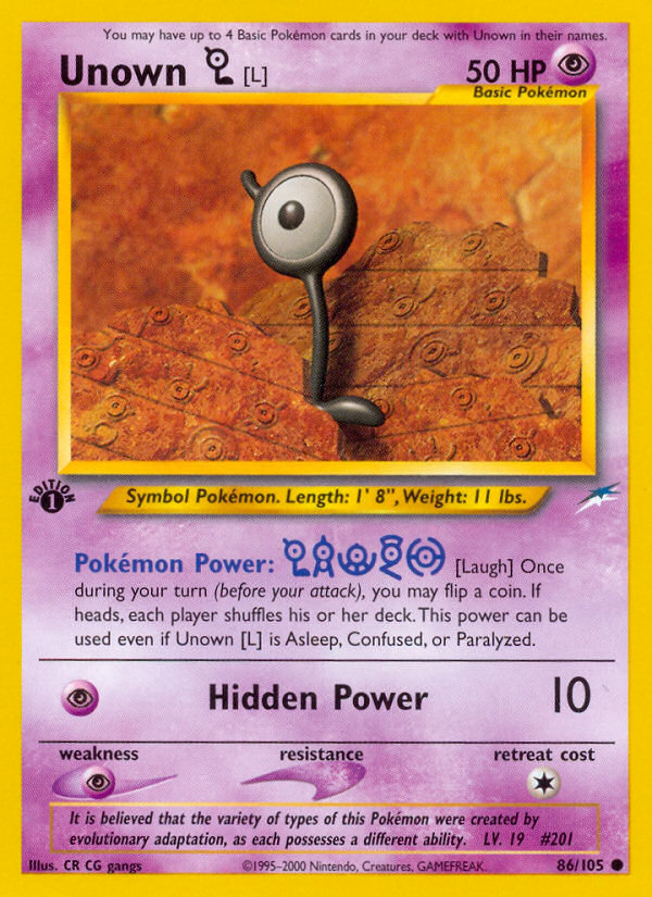 Unown [L] (86/105) [Neo Destiny 1st Edition] - Destination Retro