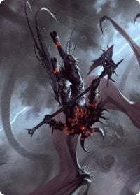 Burning-Rune Demon Art Card [Kaldheim: Art Series] - Destination Retro