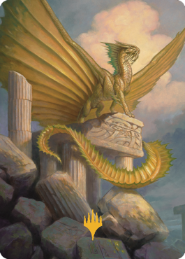 Ancient Gold Dragon Art Card (05) (Gold-Stamped Signature) [Commander Legends: Battle for Baldur's Gate Art Series] - Destination Retro