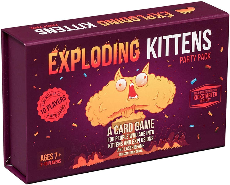 Exploding Kittens Party - A Russian Roulette Card Game, Easy Family-Friendly Party Games - Card Games for Adults, Teens & Kids - 2-10 Players - Destination Retro