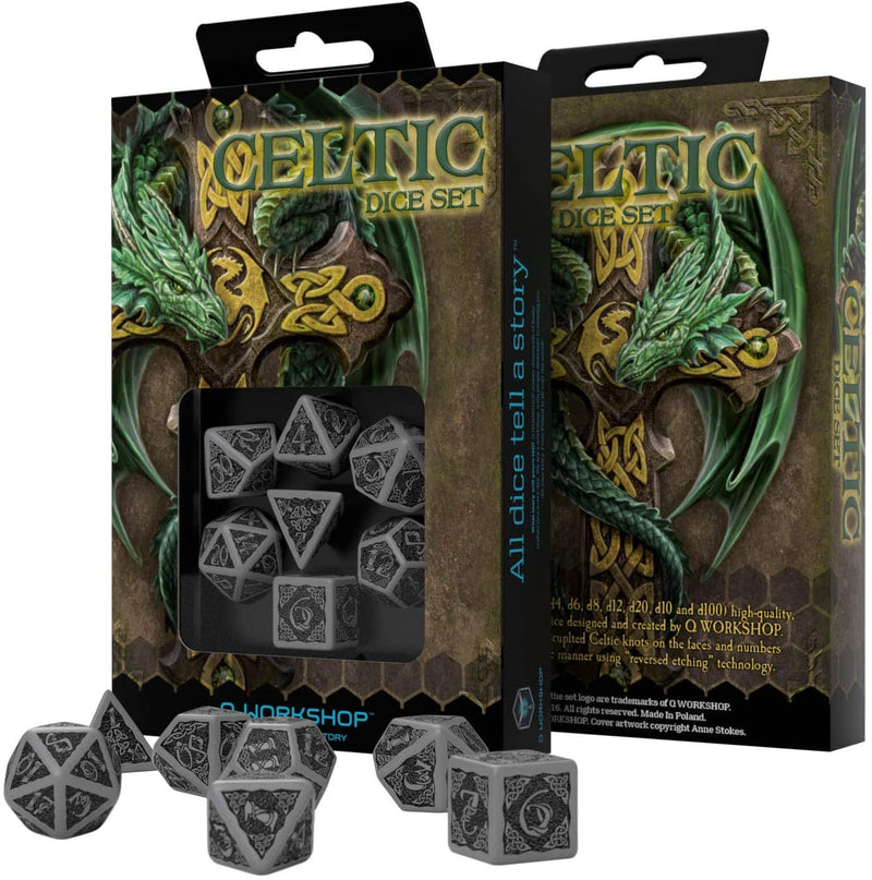SUPPLIES - DICE - CELTIC DICE SET: GREY/BLACK - Destination Retro