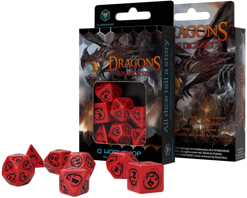 SUPPLIES - DICE - DRAGON DICE SET: RED/BLACK - Destination Retro