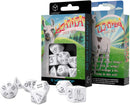 SUPPLIES - DICE - BRIGHT LLAMA DICE SET WHITE AND BLACK - Destination Retro