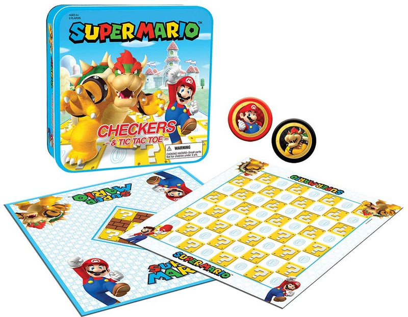 USAOPOLY Super Mario Checkers & Tic-Tac-Toe Collector's Game Set - Destination Retro