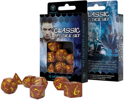 SUPPLIES - DICE - CLASSIC DICE SET: CARAMEL/YELLOW - Destination Retro