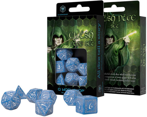 SUPPLIES - DICE -ELVEN DICE SET: GLACIER/WHITE - Destination Retro
