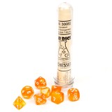 SUPPLIES - DICE - CHX 30052 - BOREALIS BLOOD ORANGE/WHITE LUMINARY EFFECT LAB DICE - Destination Retro