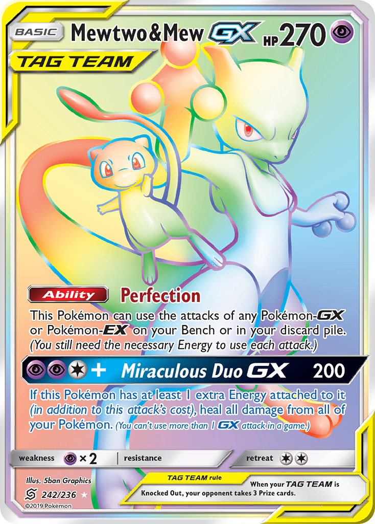 Mewtwo & Mew GX (242/236) [Sun & Moon: Unified Minds] - Destination Retro