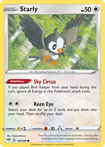 Starly (145/189) [Sword & Shield: Darkness Ablaze] - Destination Retro