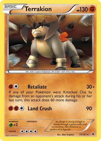 Terrakion (73/101) (Cosmos Holo) (Blister Exclusive) [Black & White: Noble Victories] - Destination Retro
