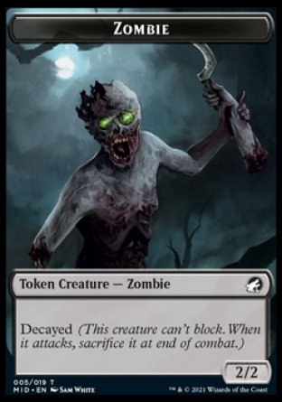 Zombie (005) // Clue Double-sided Token [Innistrad: Midnight Hunt Tokens] - Destination Retro