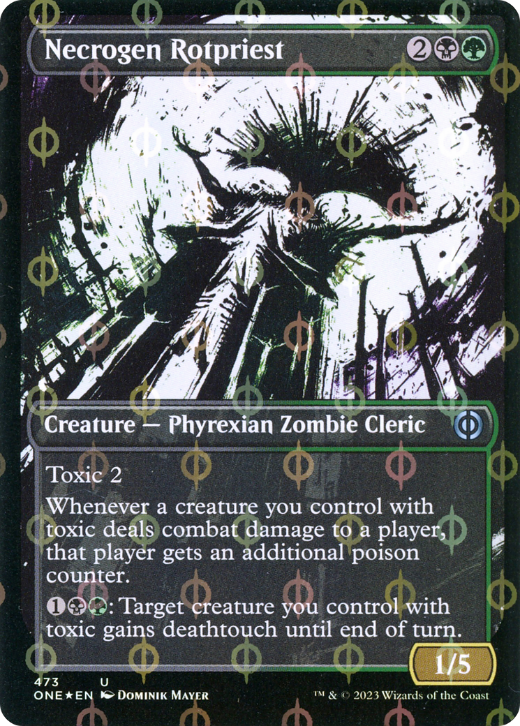 Necrogen Rotpriest (Borderless Ichor Step-and-Compleat Foil) [Phyrexia: All Will Be One] - Destination Retro