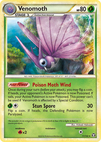 Venomoth (HGSS Triumphant) (11/102) [Theme Deck Exclusives] - Destination Retro