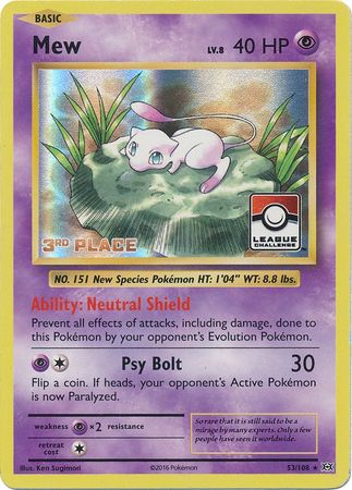 Mew (53/108) (League Promo 3rd Place) [XY: Evolutions] - Destination Retro