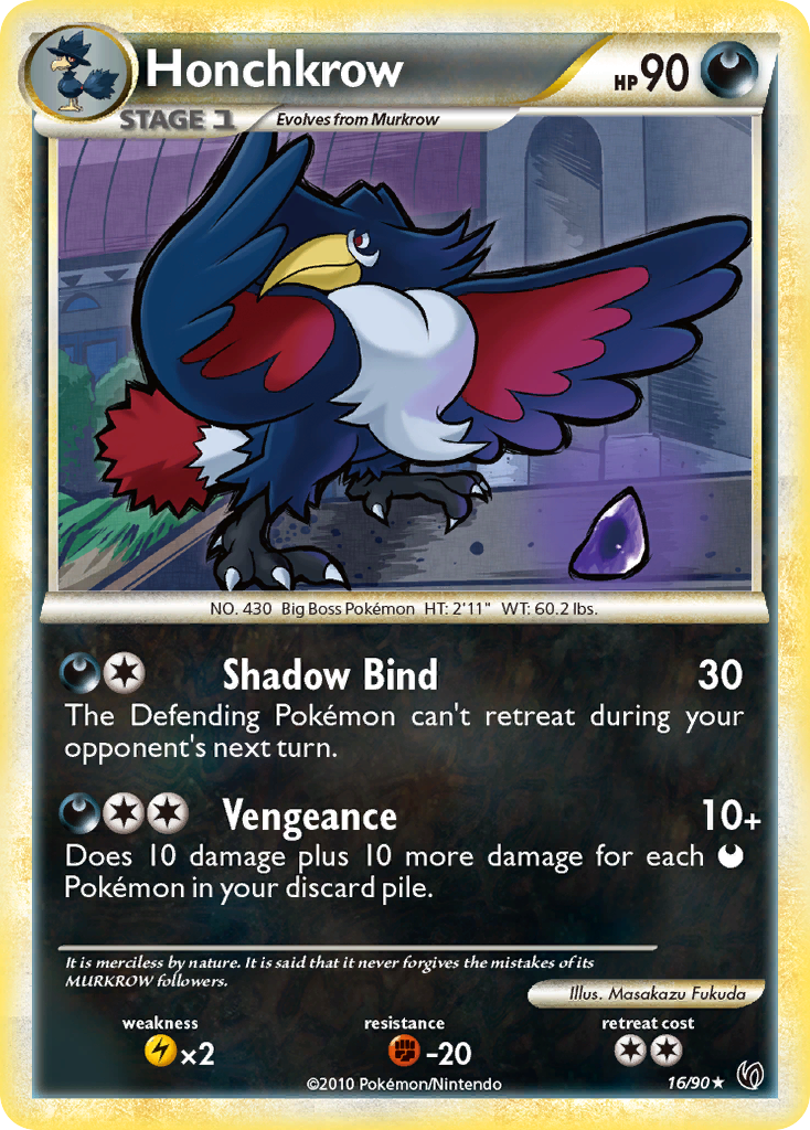 Honchkrow (16/90) [HeartGold & SoulSilver: Undaunted] - Destination Retro