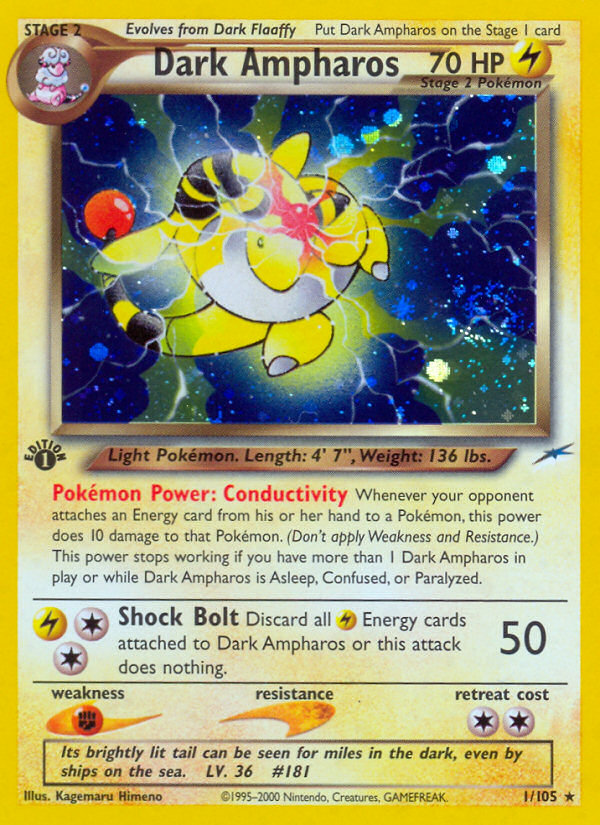 Dark Ampharos (1/105) [Neo Destiny 1st Edition] - Destination Retro
