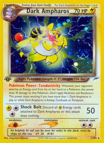 Dark Ampharos (1/105) [Neo Destiny 1st Edition] - Destination Retro