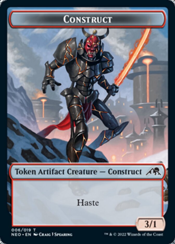 Spirit (002) // Construct (006) Double-sided Token [Kamigawa: Neon Dynasty Tokens] - Destination Retro
