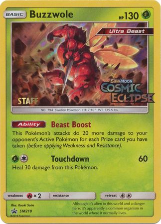 Buzzwole (Staff Prerelease Promo) (SM218) [Sun & Moon: Black Star Promos] - Destination Retro