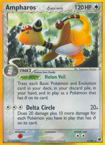 Ampharos (1/101) (Delta Species) [EX: Dragon Frontiers] - Destination Retro