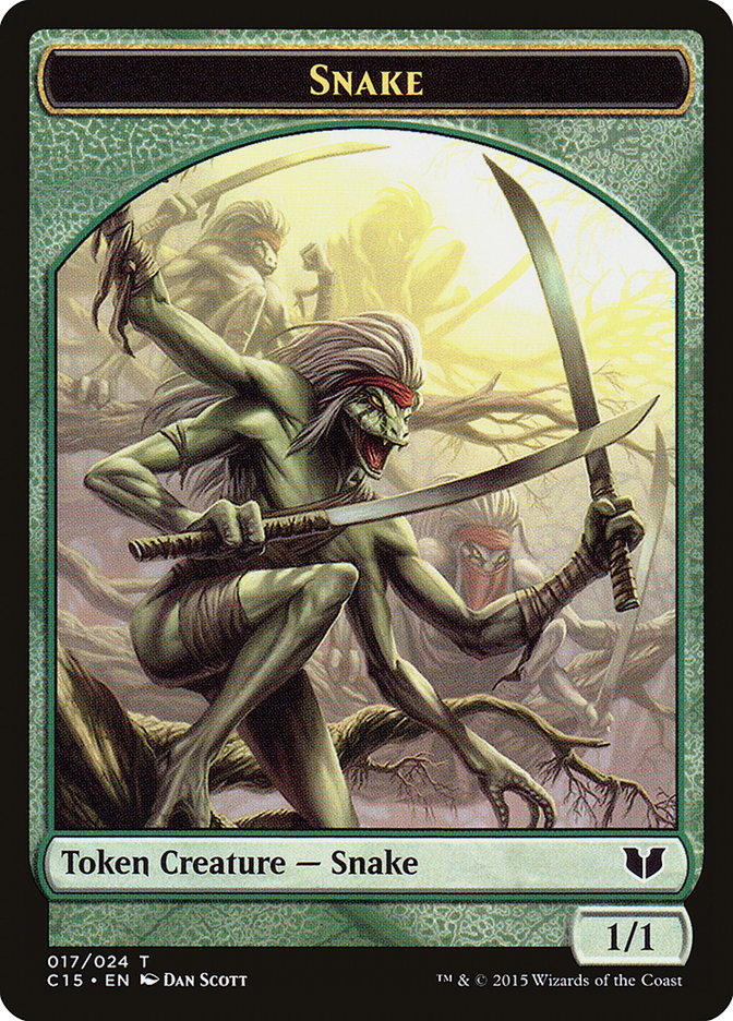 Snake (017) // Saproling Double-Sided Token [Commander 2015 Tokens] - Destination Retro