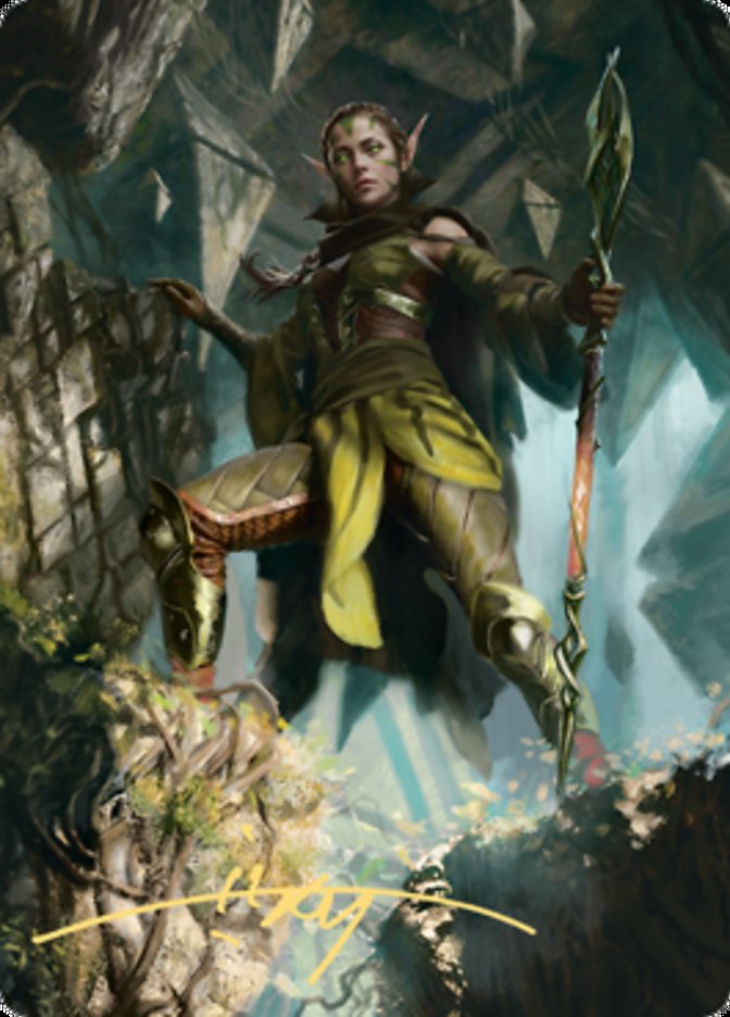 Nissa of Shadowed Boughs 1 Art Card (Gold-Stamped Signature) [Zendikar Rising Art Series] - Destination Retro