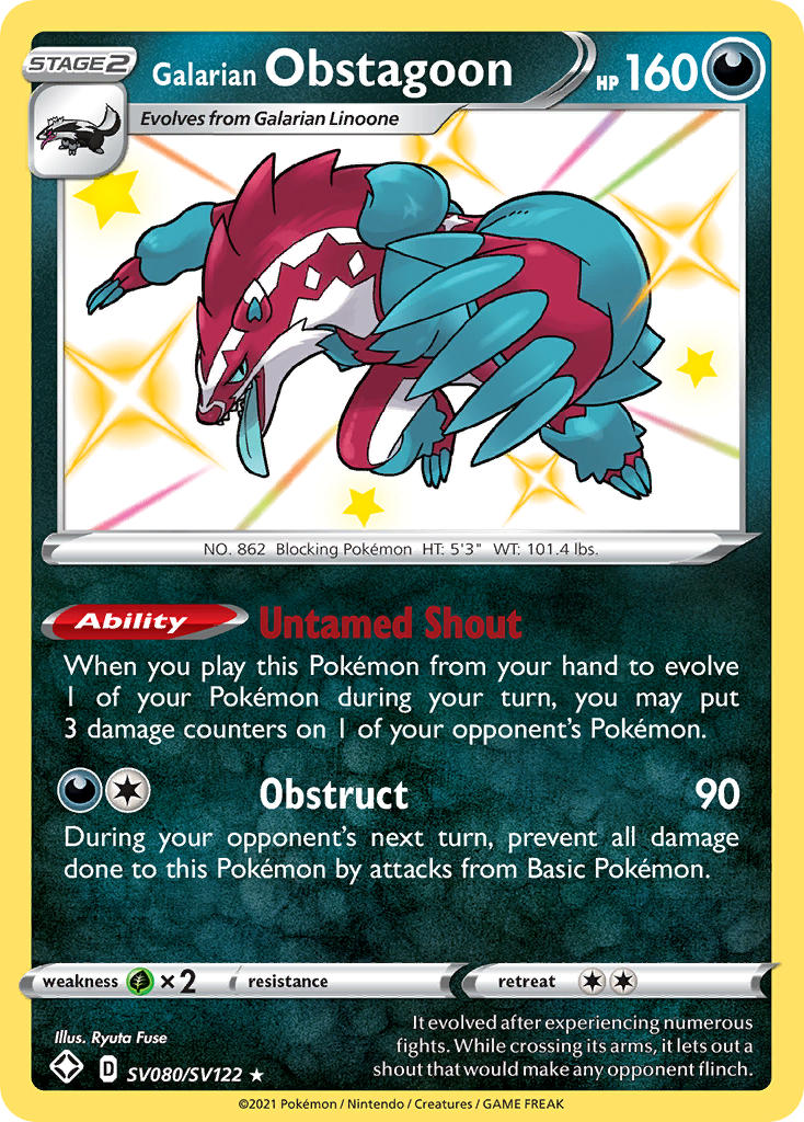 Galarian Obstagoon (SV080/SV122) [Sword & Shield: Shining Fates] - Destination Retro