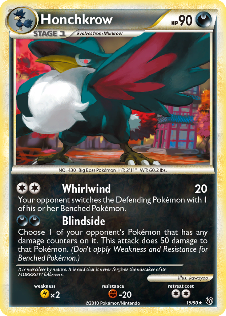 Honchkrow (15/90) [HeartGold & SoulSilver: Undaunted] - Destination Retro