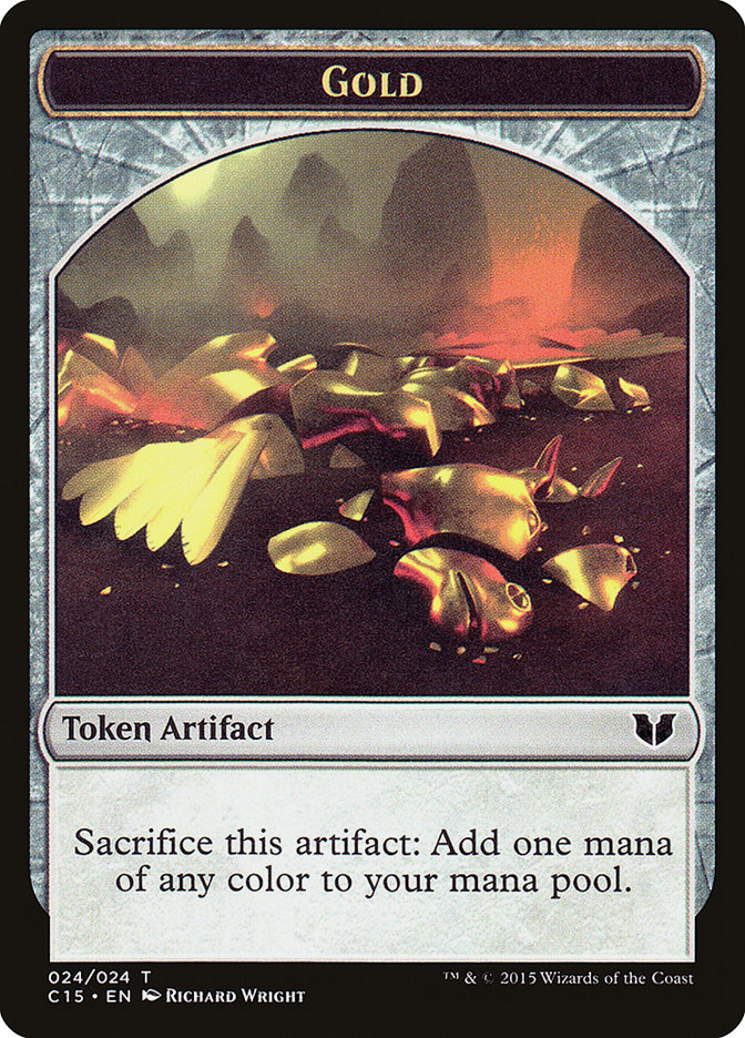 Gold // Knight (005) Double-Sided Token [Commander 2015 Tokens] - Destination Retro