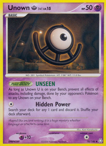 Unown U (78/146) [Diamond & Pearl: Legends Awakened] - Destination Retro