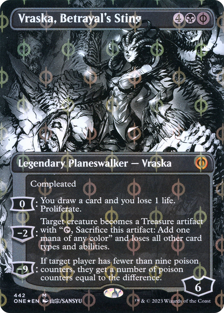 Vraska, Betrayal's Sting (Borderless Manga Step-and-Compleat Foil) [Phyrexia: All Will Be One] - Destination Retro