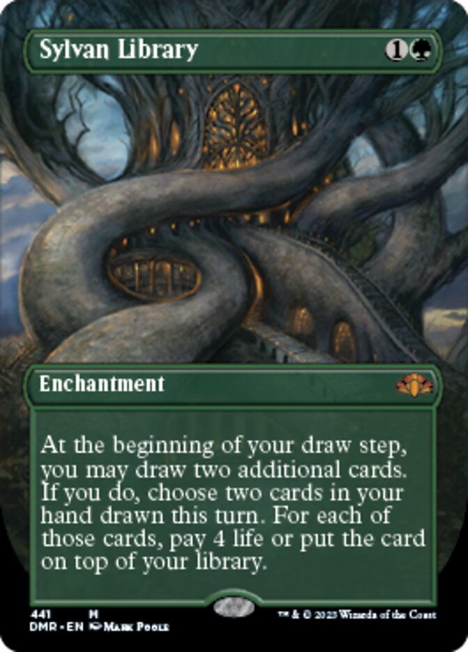 Sylvan Library (Borderless Alternate Art) [Dominaria Remastered] - Destination Retro