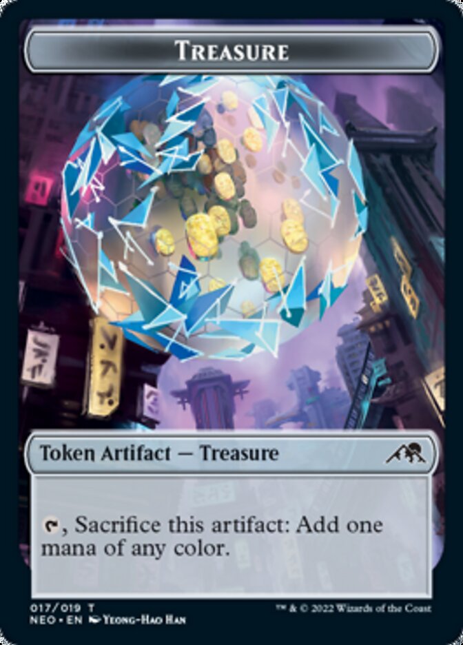 Samurai // Treasure Double-sided Token [Kamigawa: Neon Dynasty Tokens] - Destination Retro