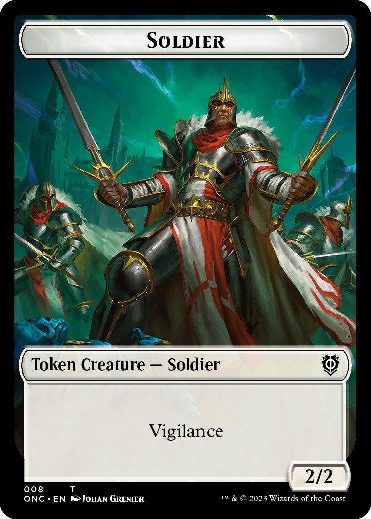 Soldier (008) // Angel Double-Sided Token [Phyrexia: All Will Be One Commander Tokens] - Destination Retro