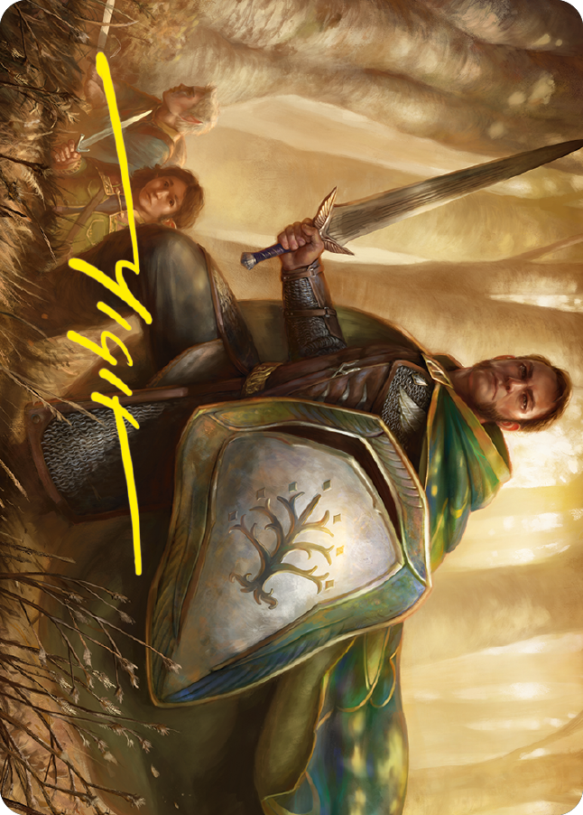 Boromir, Warden of the Tower Art Card (Gold-Stamped Signature) [The Lord of the Rings: Tales of Middle-earth Art Series] - Destination Retro