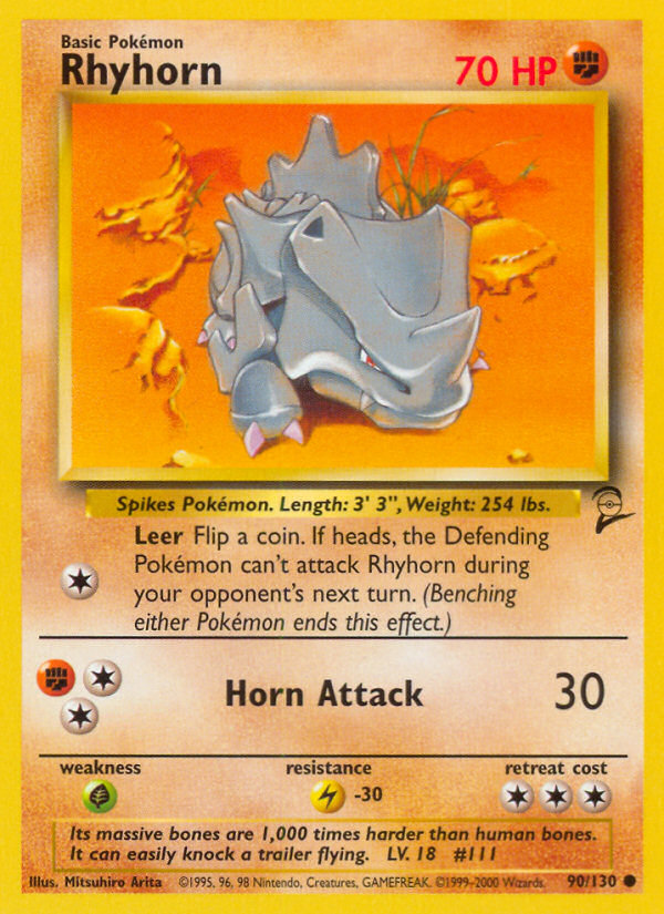 Rhyhorn (90/130) [Base Set 2] - Destination Retro