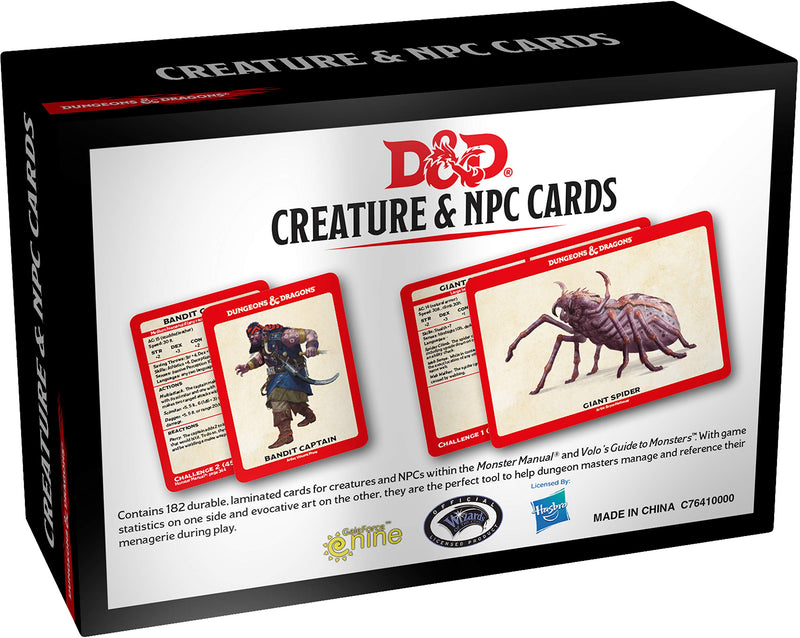 DUNGEONS & DRAGONS - CARDS - CREATURE AND NPC CARDS - Destination Retro