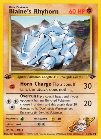 Blaine's Rhyhorn (65/132) [Gym Challenge 1st Edition] - Destination Retro