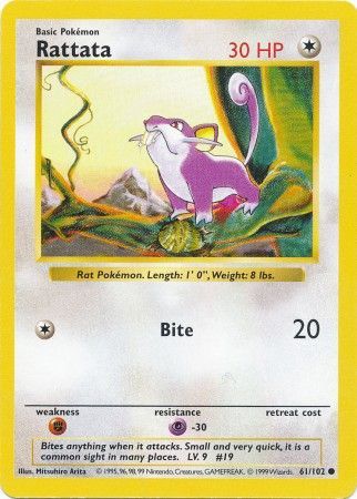 Rattata (61/102) [Base Set Shadowless Unlimited] - Destination Retro