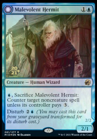 Malevolent Hermit // Benevolent Geist [Innistrad: Midnight Hunt Prerelease Promos] - Destination Retro