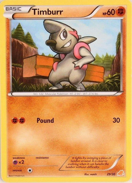 Timburr (29/30) [Black & White: Trainer Kit] - Destination Retro