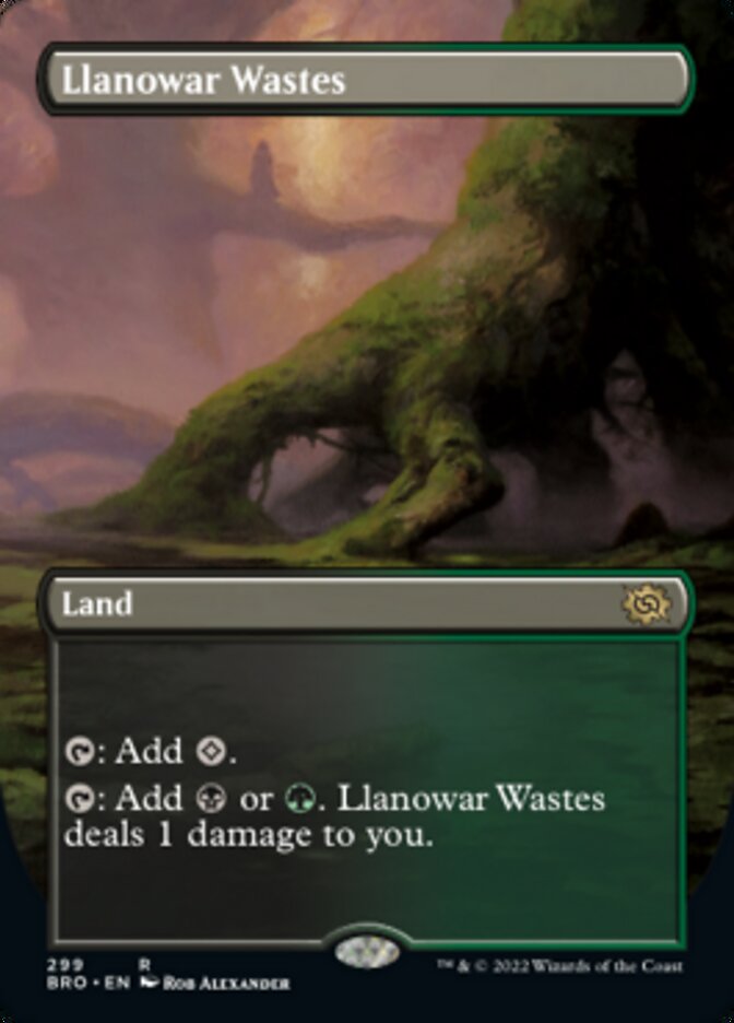 Llanowar Wastes (Borderless Alternate Art) [The Brothers' War] - Destination Retro