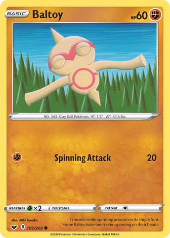 Baltoy (102/202) [Sword & Shield: Base Set] - Destination Retro